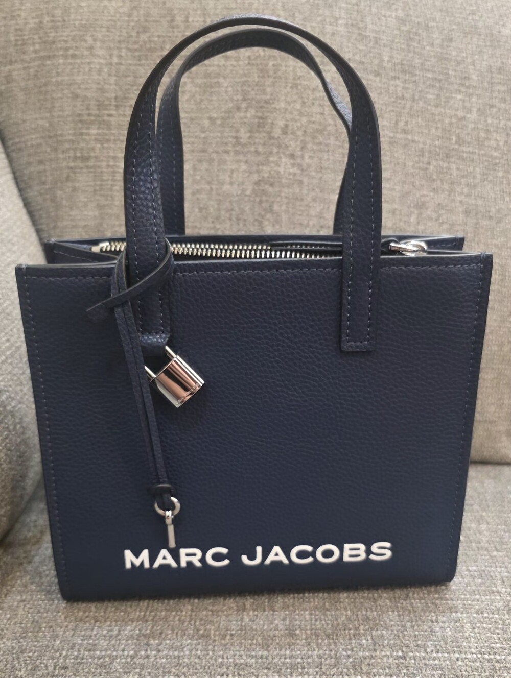 Marc Jacobs Navy Mini Bold Grind Pebbled Leather Satchel Crossbo